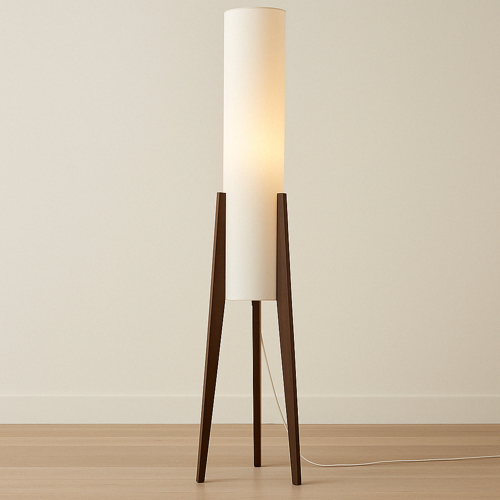 Solid Walnut Floor Lamp: Mid-Century Fabric Design – Eldrane