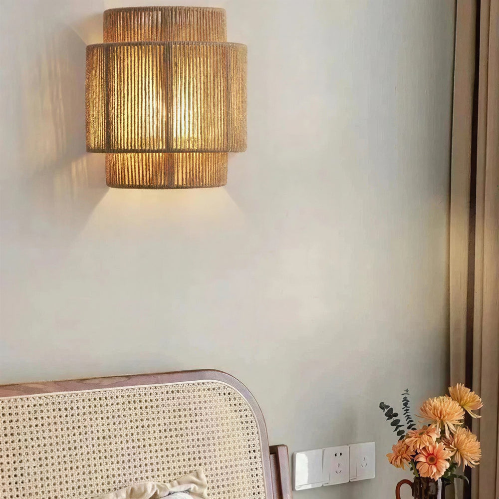 Rattan and Bamboo Wall Light