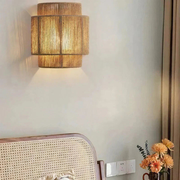 Rattan and Bamboo Wall Light