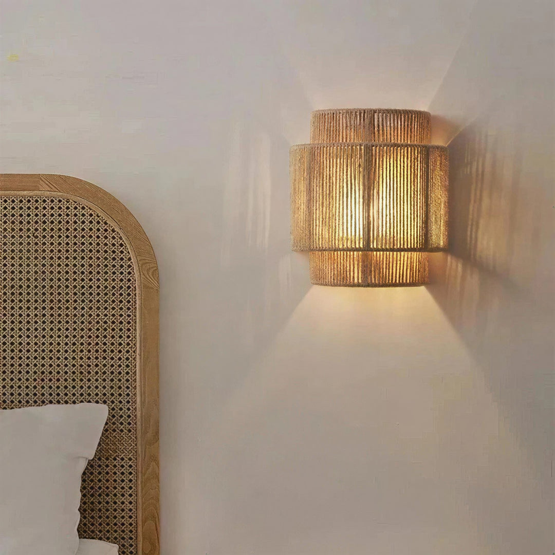 Rattan and Bamboo Wall Light - View 3