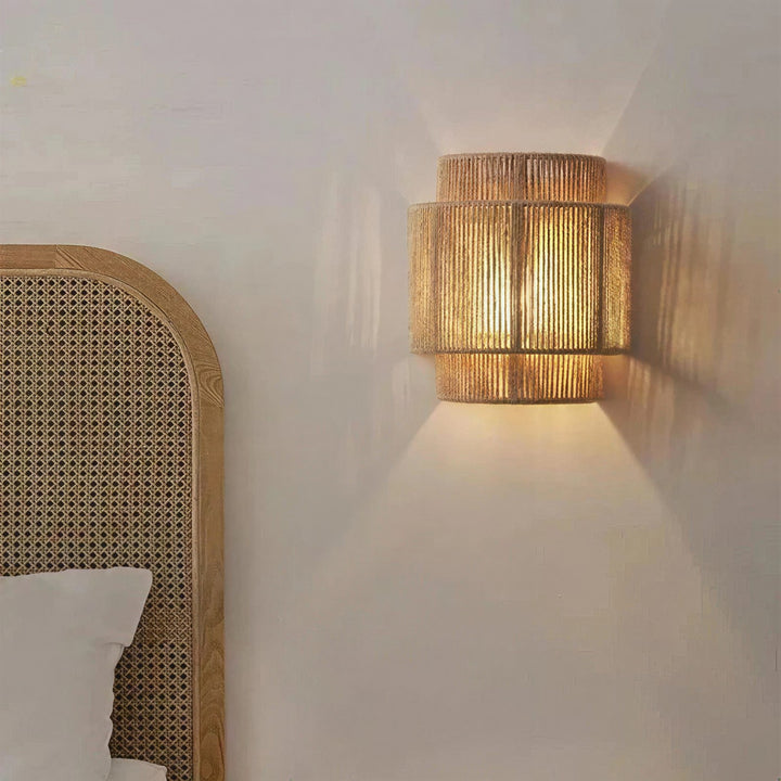 Rattan and Bamboo Wall Light - View 3