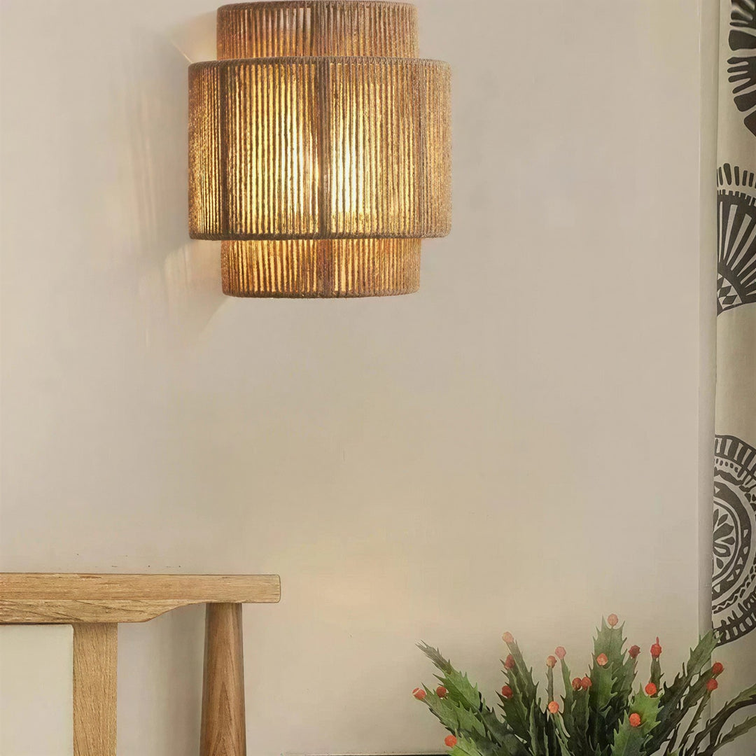 Rattan and Bamboo Wall Light - View 4