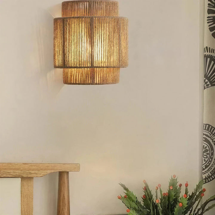 Rattan and Bamboo Wall Light - View 4