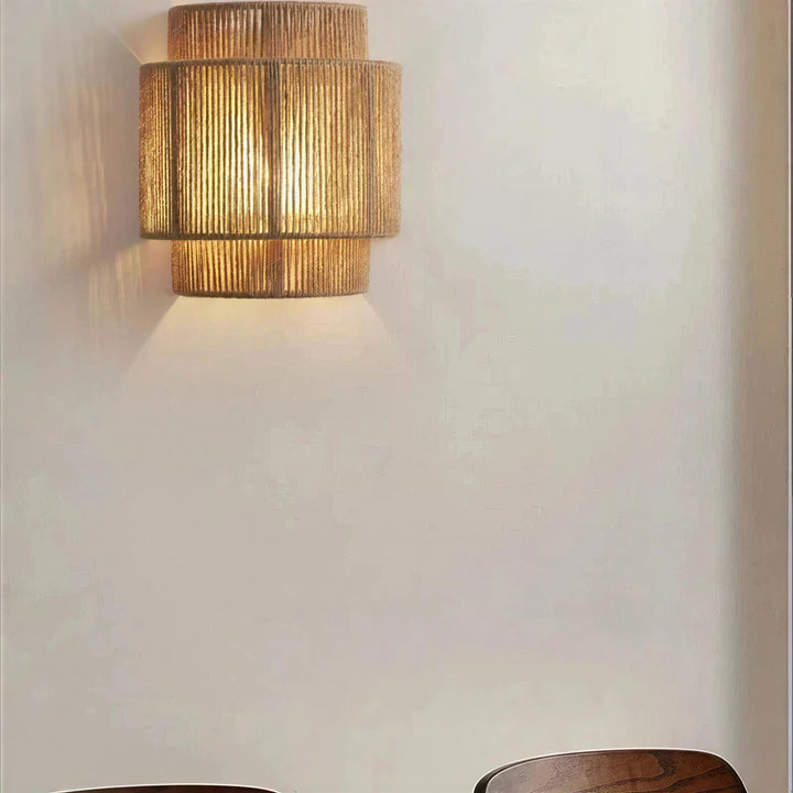 Rattan and Bamboo Wall Light - View 5