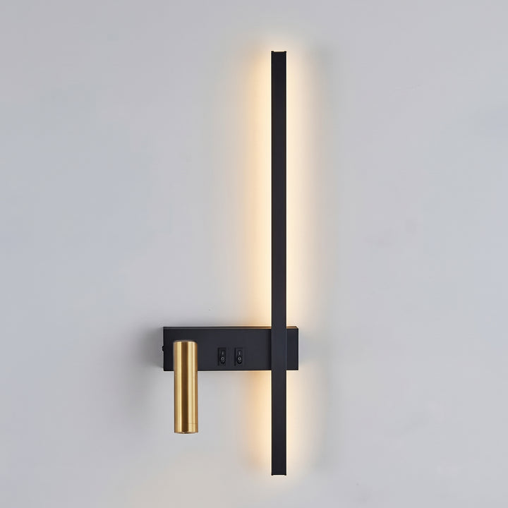 Swivel LED Wall Light in Black and Gold, Left