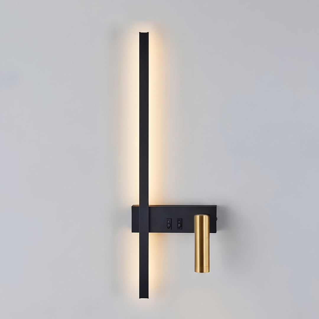 Swivel LED Wall Light in Black and Gold, Right
