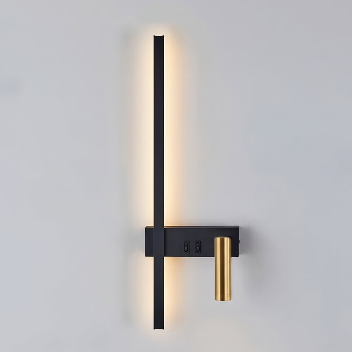 Swivel LED Wall Light in Black and Gold, Right