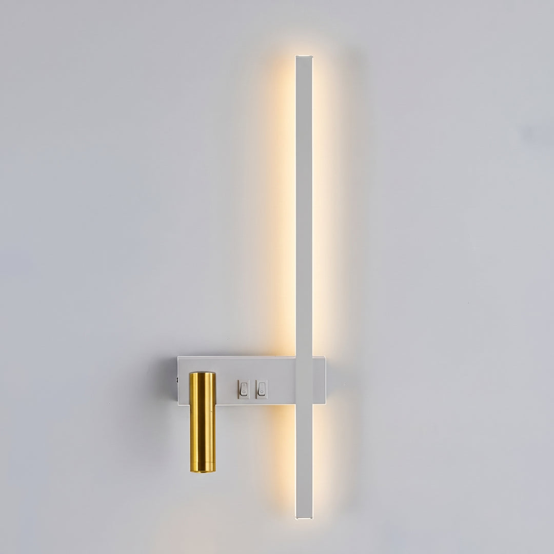 Swivel LED Wall Light in White and Gold, Left