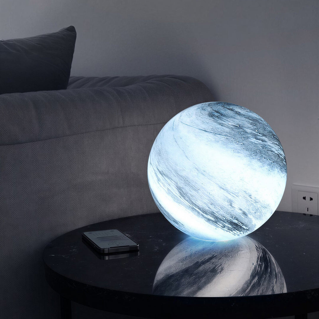 Swirl Glass Look Sphere Table Lamp - View 4