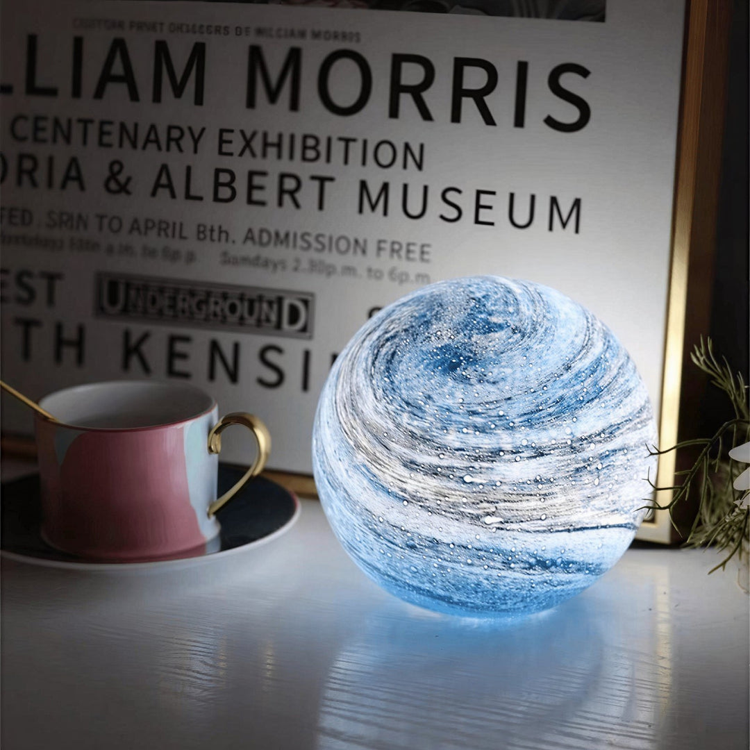Swirl Glass Look Sphere Table Lamp - View 5