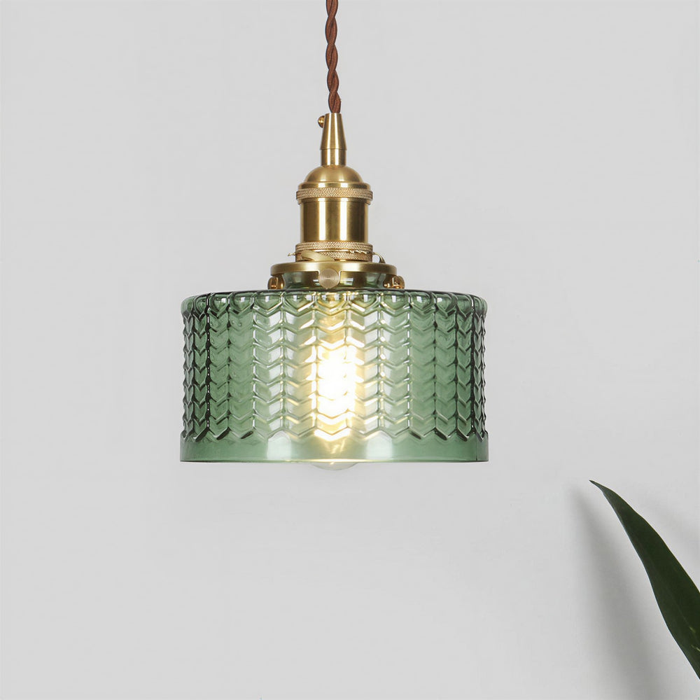 Japanese Style Glass Pendant Light in Green