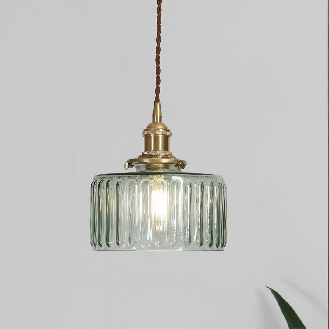 Japanese Style Glass Pendant Light in Green - View 2