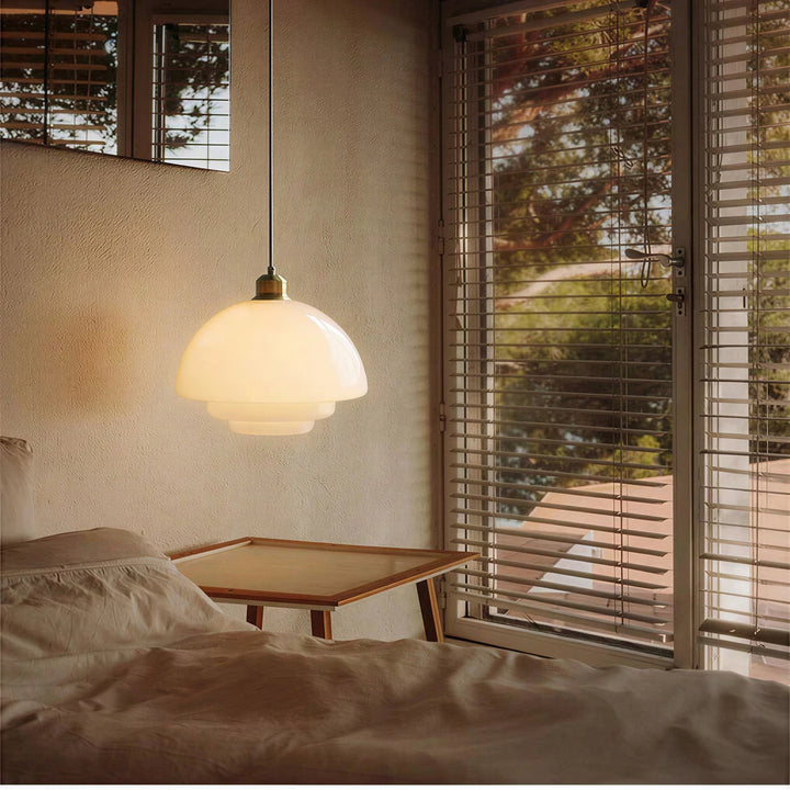 Vintage Milky Glass Pendant Light in Style B: 28 x 19 cm