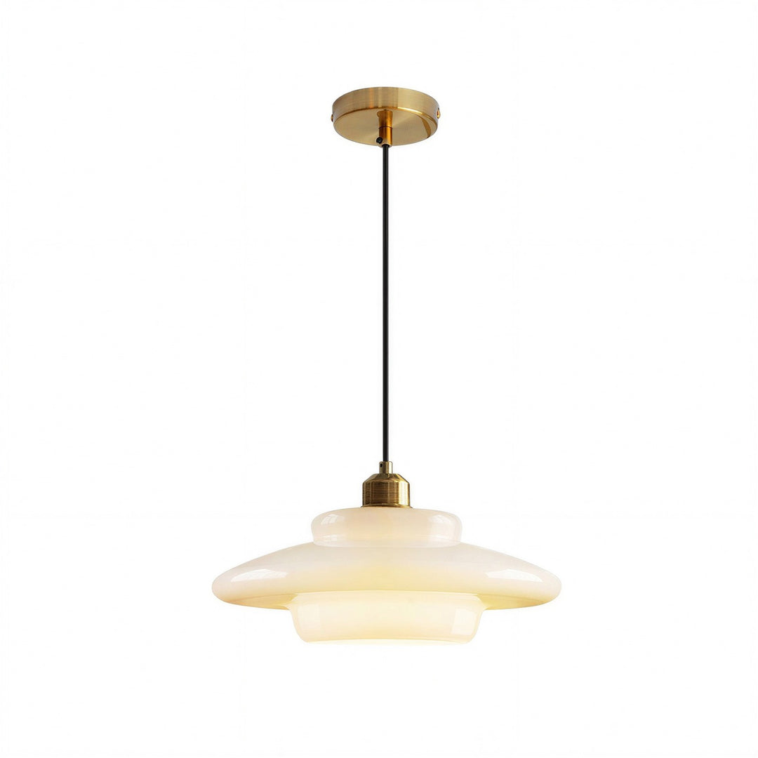 Vintage Milky Glass Pendant Light in Style C: 32 x 19 cm