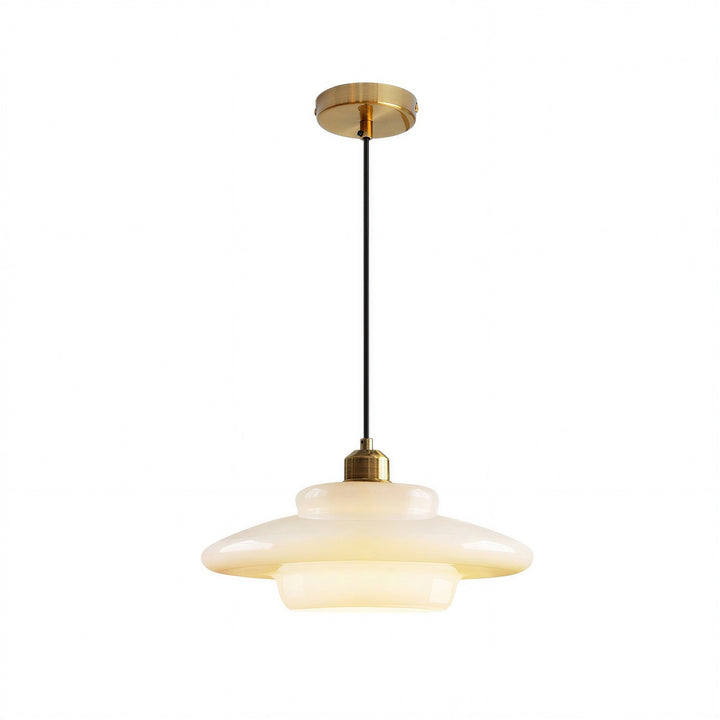 Vintage Milky Glass Pendant Light in Style C: 32 x 19 cm