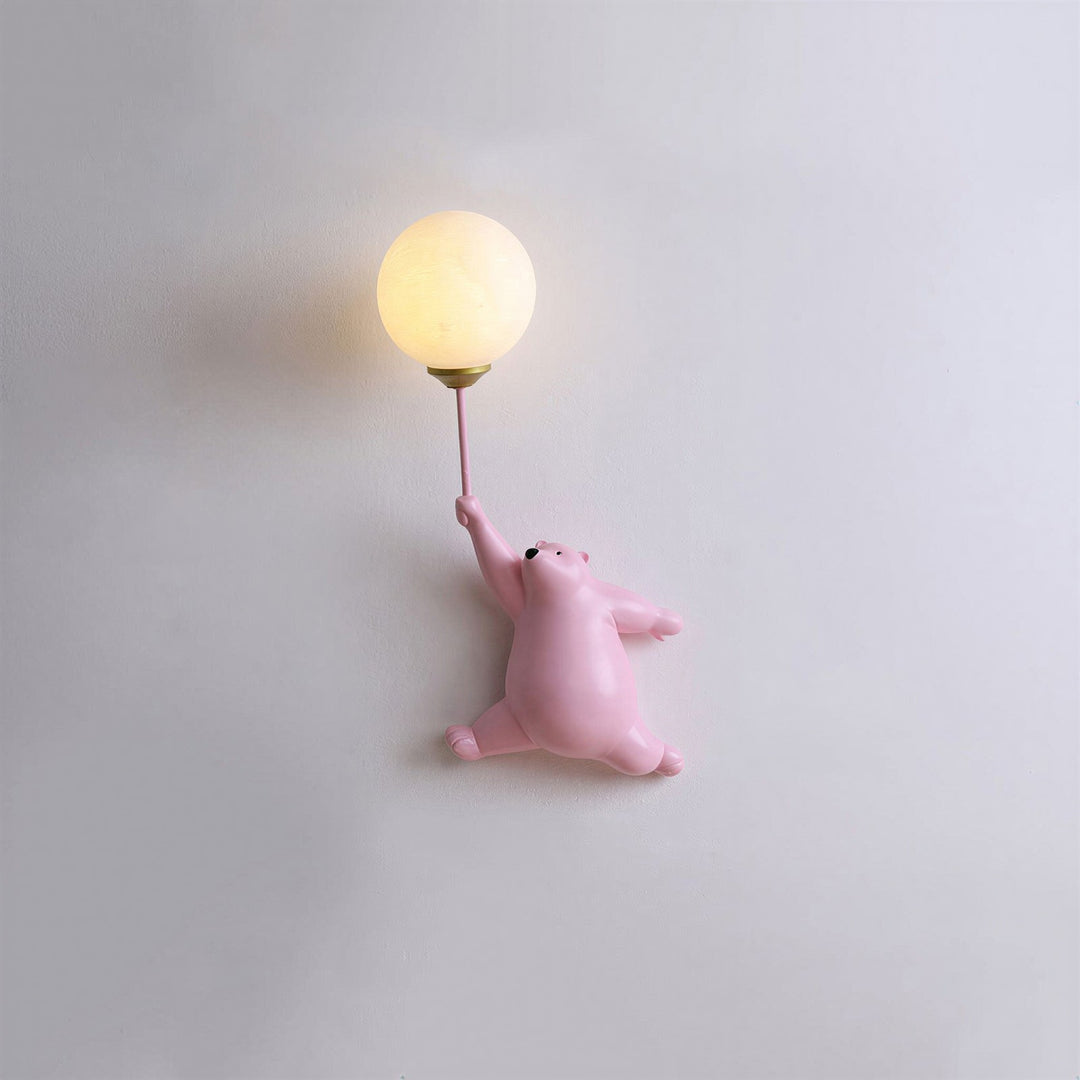 Bear Balloon Wall Lamp in Pink