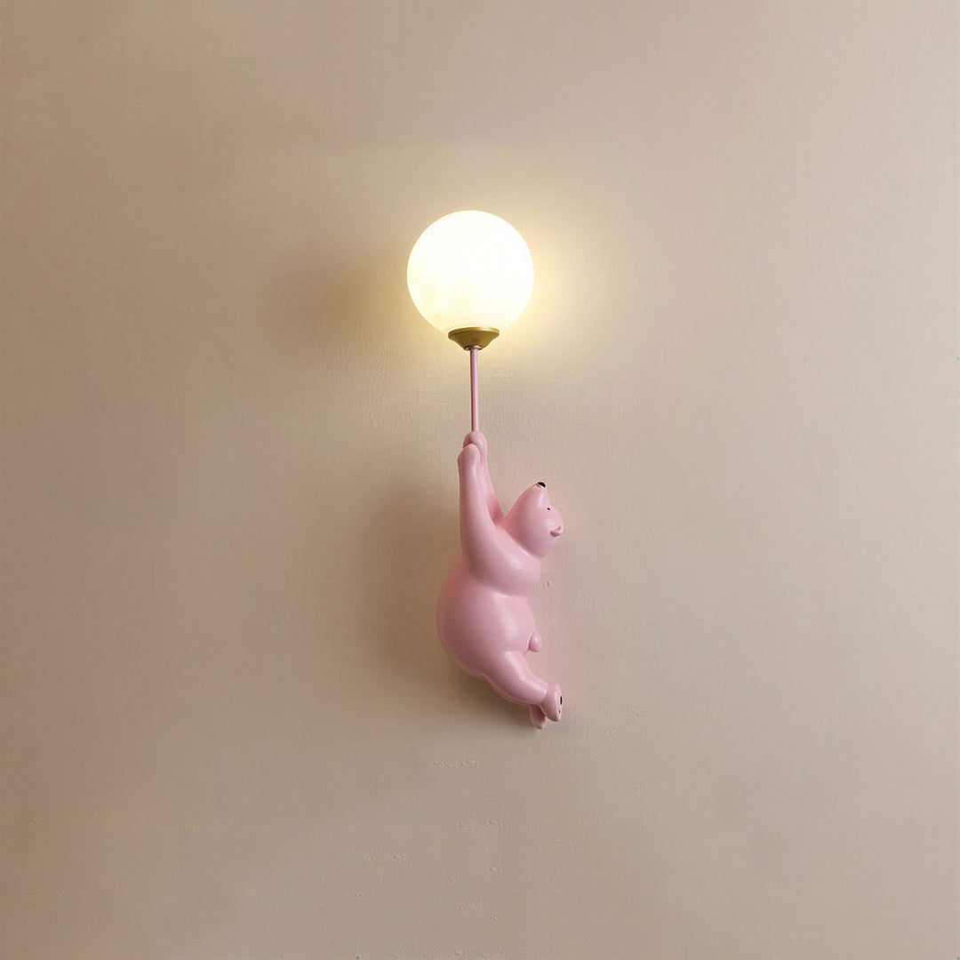 Bear Balloon Wall Lamp in Pink - View 2