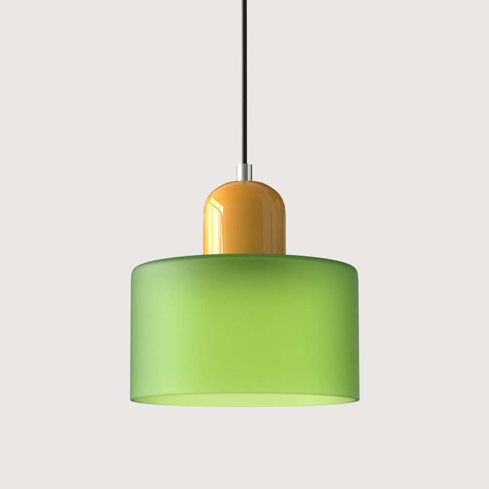 Bauhaus Coloured Glass Pendant Light in Frosted Green