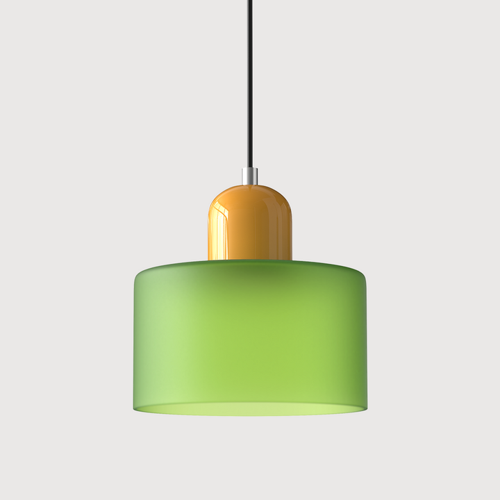 Bauhaus Coloured Glass Pendant Light in Frosted Green