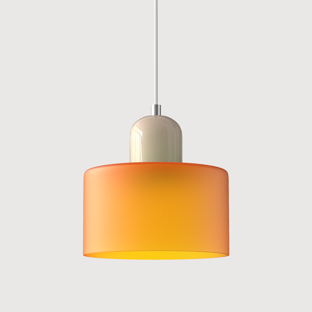 Bauhaus Coloured Glass Pendant Light in Orange