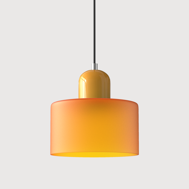 Bauhaus Coloured Glass Pendant Light in Orange - View 2