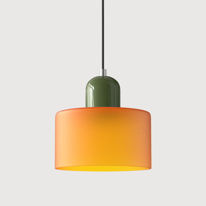 Bauhaus Coloured Glass Pendant Light in Orange - View 3