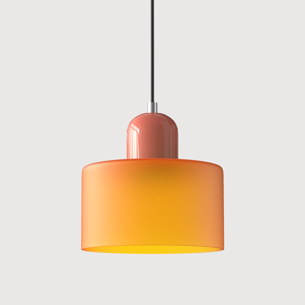 Bauhaus Coloured Glass Pendant Light in Orange - View 5