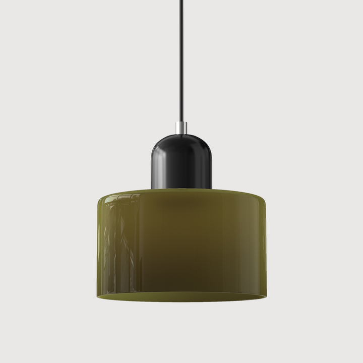 Bauhaus Coloured Glass Pendant Light in Army Green - View 4