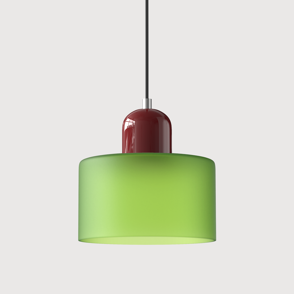 Bauhaus Coloured Glass Pendant Light in Frosted Green - View 2