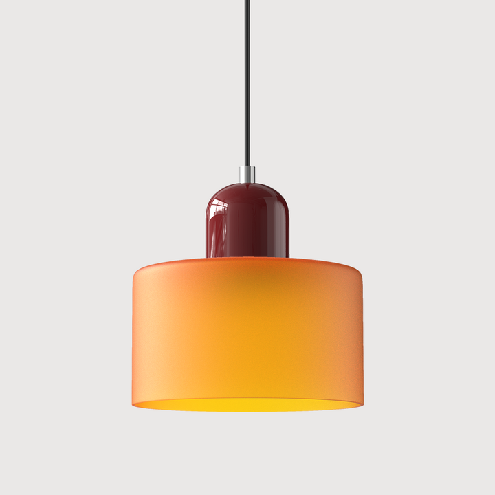 Bauhaus Coloured Glass Pendant Light in Orange - View 6