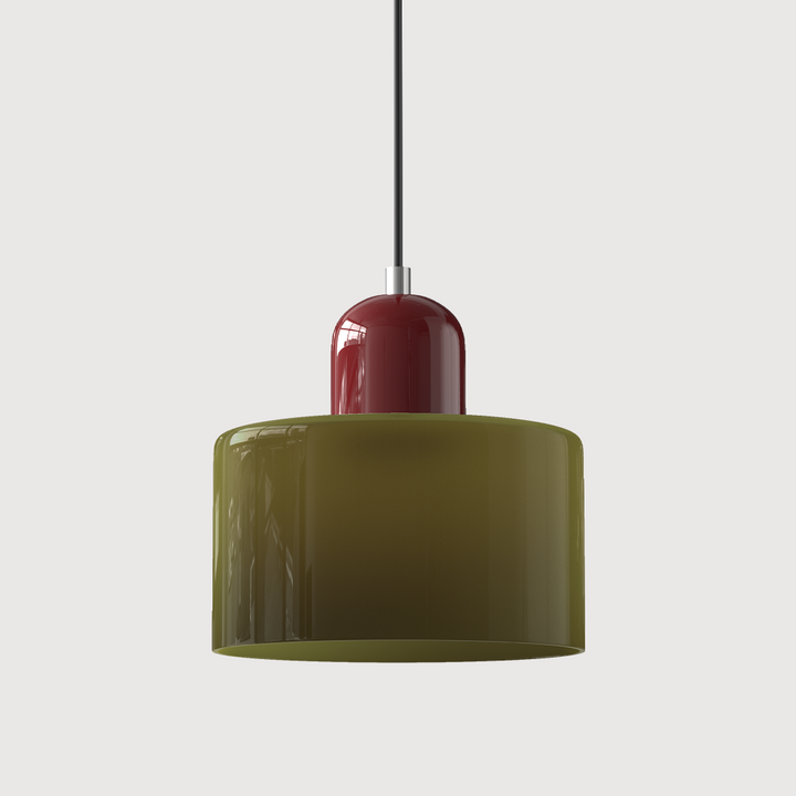 Bauhaus Coloured Glass Pendant Light in Army Green - View 6