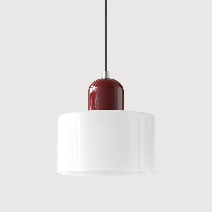 Bauhaus Coloured Glass Pendant Light in White