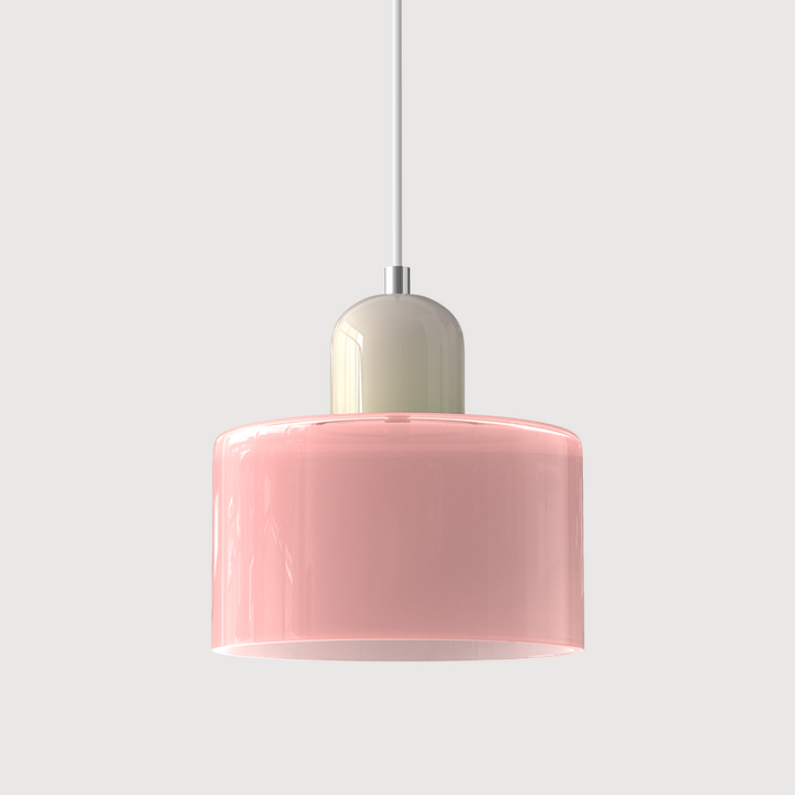 Bauhaus Coloured Glass Pendant Light in Pink - View 6