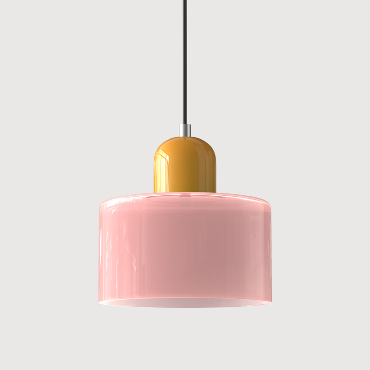 Bauhaus Coloured Glass Pendant Light in Pink - View 5