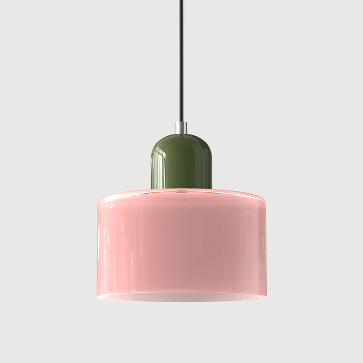 Bauhaus Coloured Glass Pendant Light in Pink - View 2