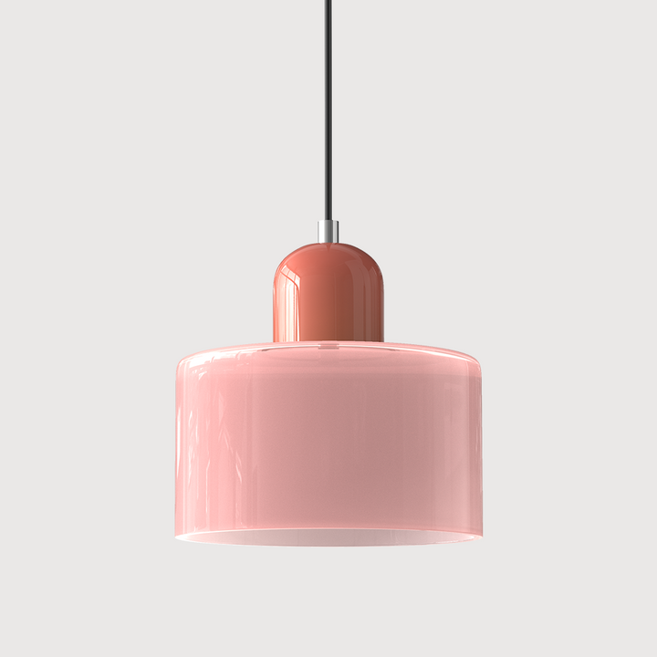 Bauhaus Coloured Glass Pendant Light in Pink