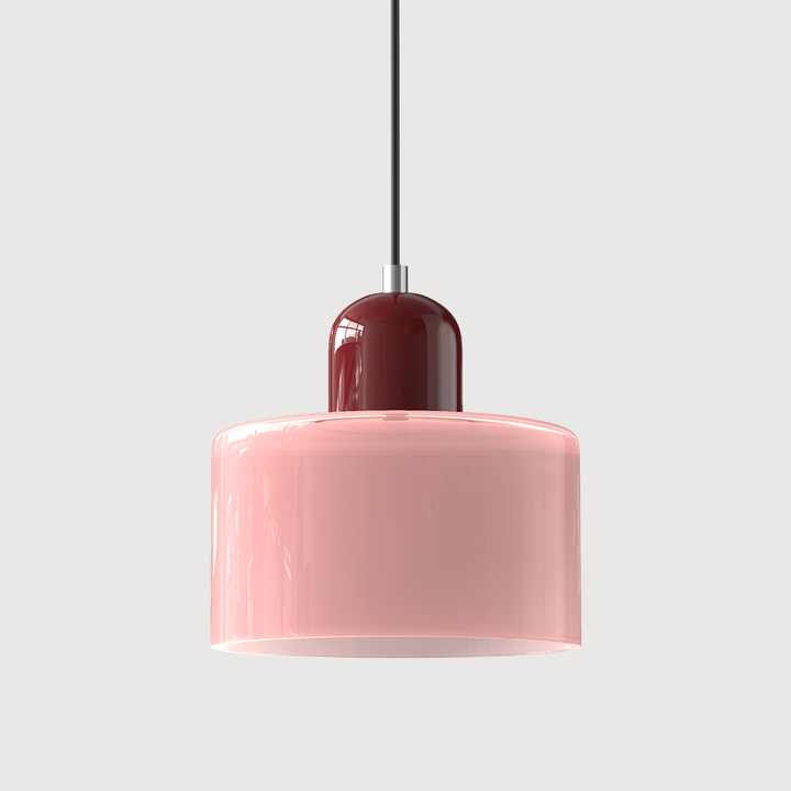 Bauhaus Coloured Glass Pendant Light in Pink - View 3