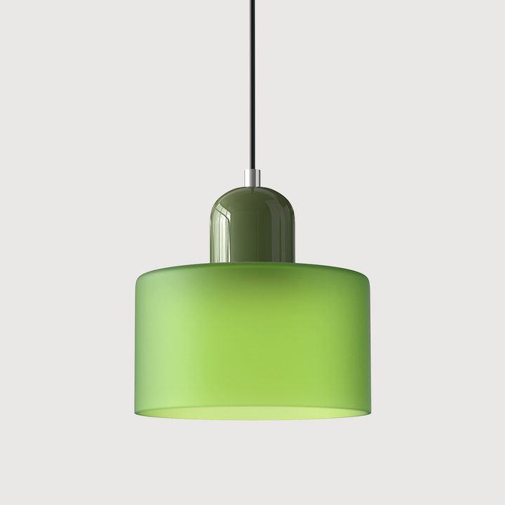 Bauhaus Coloured Glass Pendant Light in Frosted Green - View 3
