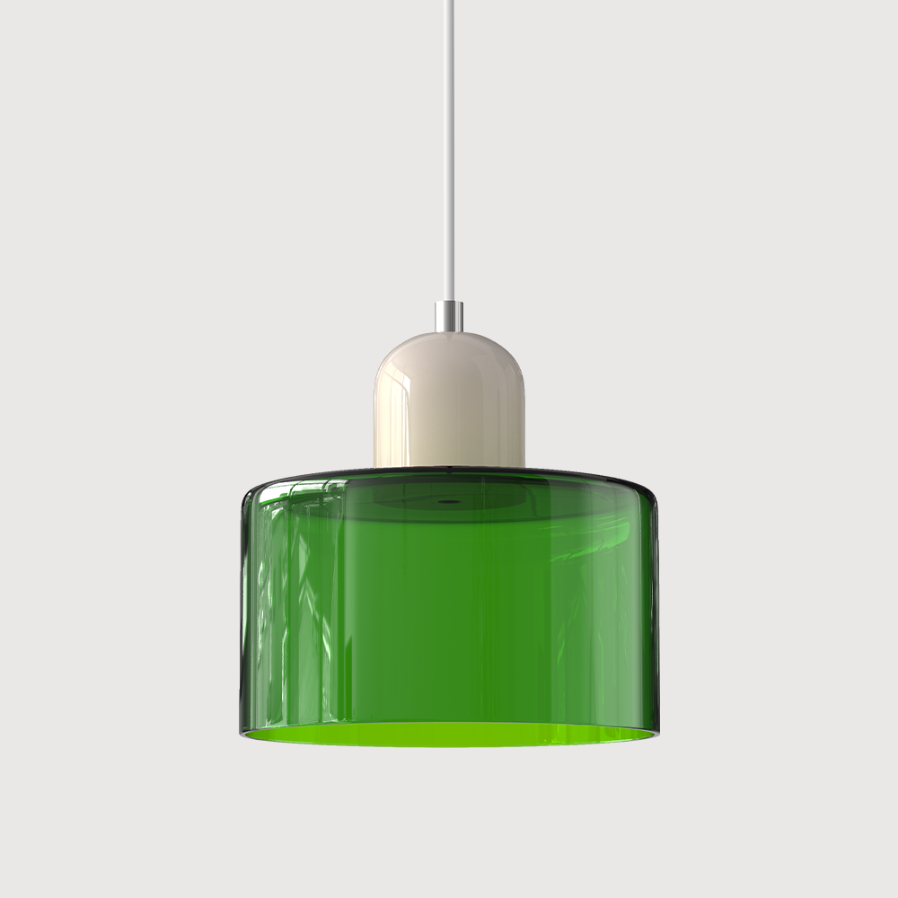 Bauhaus Coloured Glass Pendant Light in Green - View 2