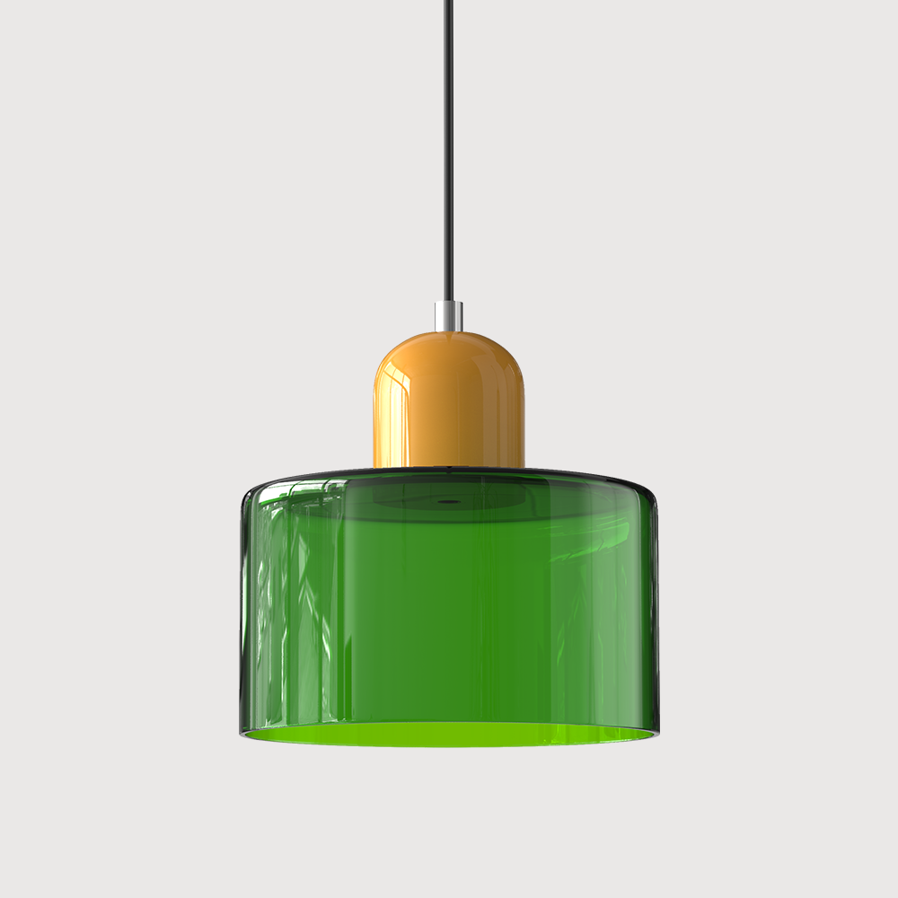 Bauhaus Coloured Glass Pendant Light in Green - View 3