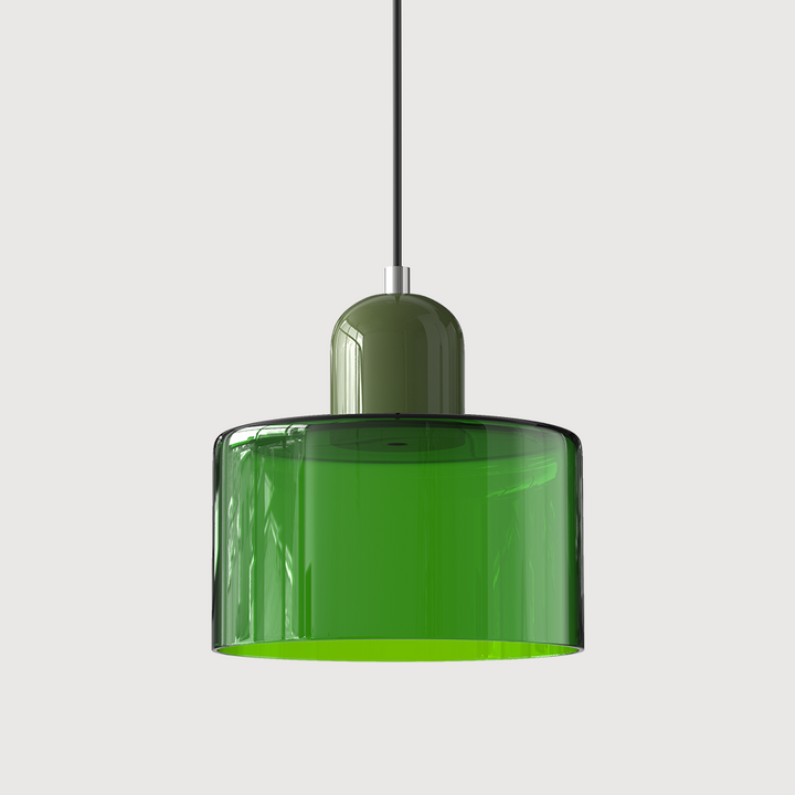 Bauhaus Coloured Glass Pendant Light in Green - View 4