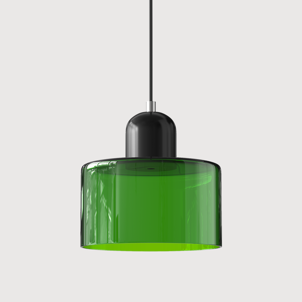 Bauhaus Coloured Glass Pendant Light in Green