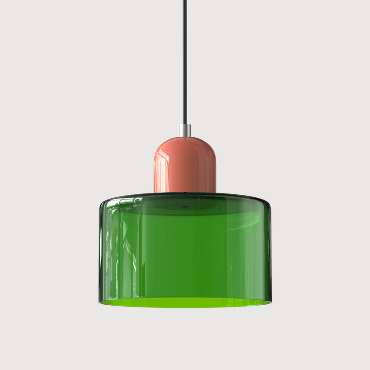 Bauhaus Coloured Glass Pendant Light in Green - View 5