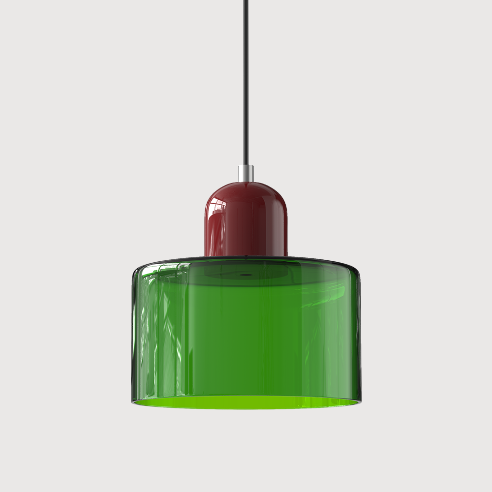 Bauhaus Coloured Glass Pendant Light in Green - View 6
