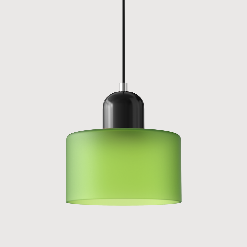 Bauhaus Coloured Glass Pendant Light in Frosted Green - View 4