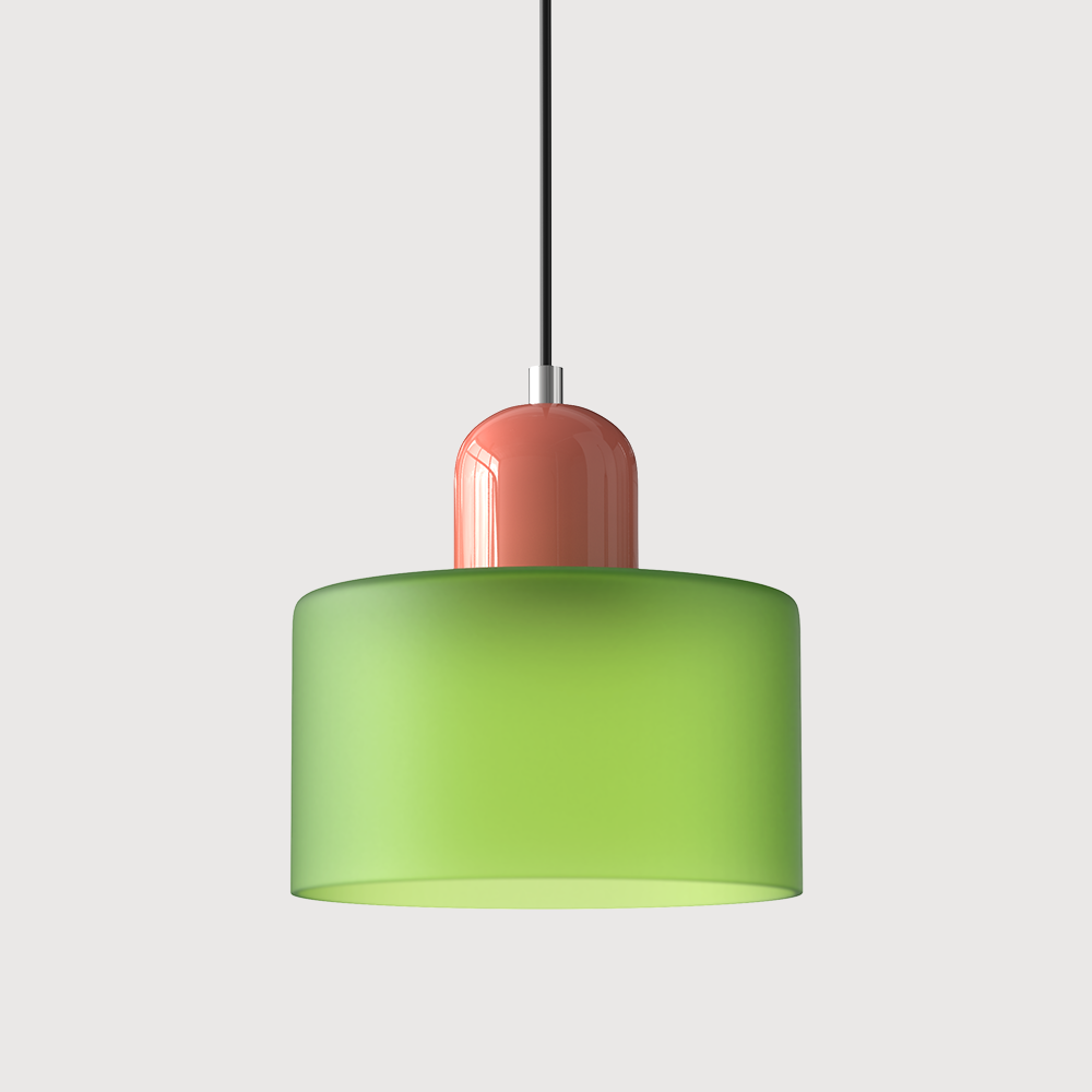 Bauhaus Coloured Glass Pendant Light in Frosted Green - View 5