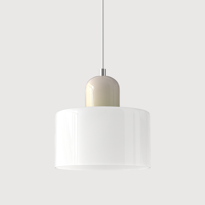Bauhaus Coloured Glass Pendant Light in White - View 6