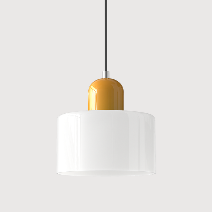 Bauhaus Coloured Glass Pendant Light in White - View 2