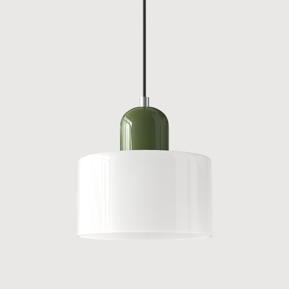 Bauhaus Coloured Glass Pendant Light in White - View 3