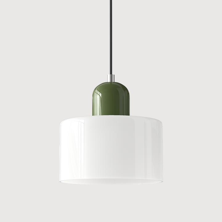 Bauhaus Coloured Glass Pendant Light in White - View 3